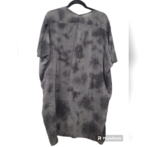 EILEEN FISHER Women's 100% Silk V-Neck Tie-Dye Oversized Pullover Tunic Top - Picture 4 of 6